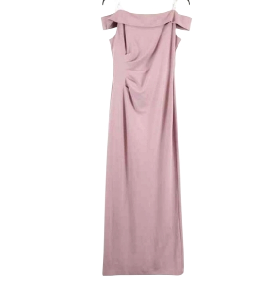 Dresses & Skirts - DB Studio Womens Dusty Mauve Side Pleat Sleeveless‎ Boatneck Maxi Gown Dress 12
